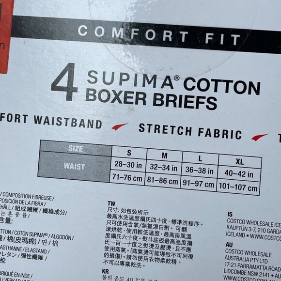 Kirkland Signature Mens Supima Cotton Boxer Briefs 4-Pack M Comfort Fit a0765 - Picture 3 of 5